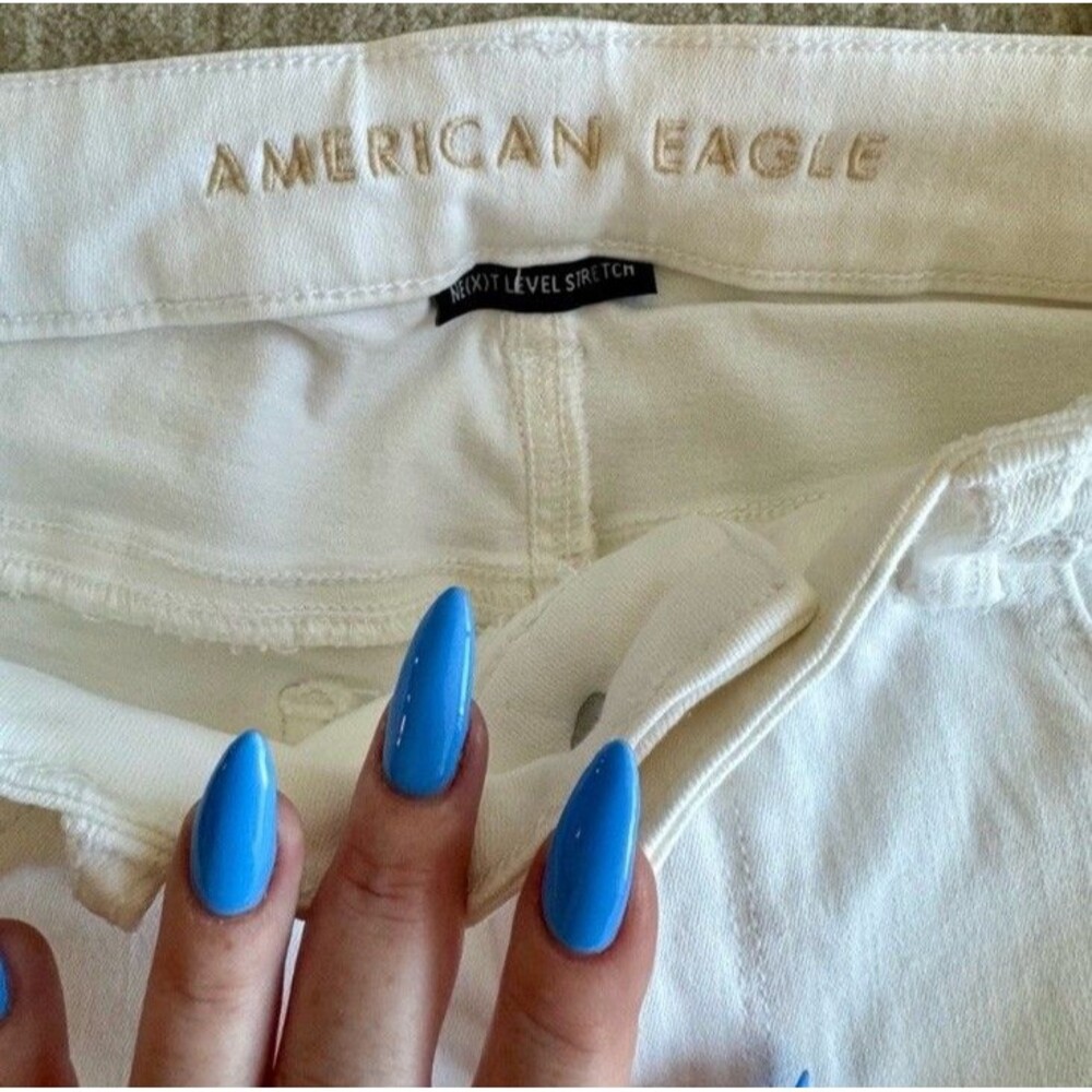 American Eagle Next Level Stretch Women's High Rise Skinny Jeans White 12 Short - Picture 4 of 6